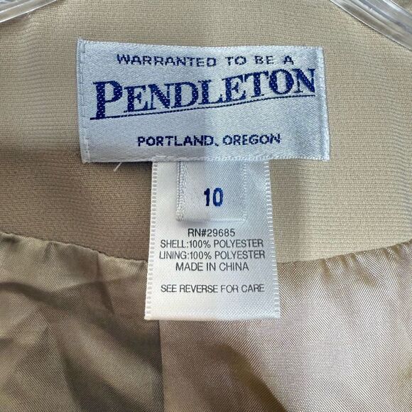 Pendleton Khaki Tan Short Sleeve Blazer 3 Button Size 10 Minimalist Career - Picture 9 of 10